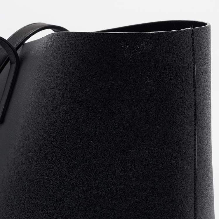 Pre Owned Saint Laurent Black Leather Large East West Shopper Tote