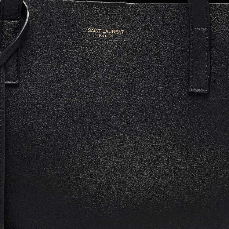 Pre Owned Saint Laurent Black Leather Large East West Shopper Tote