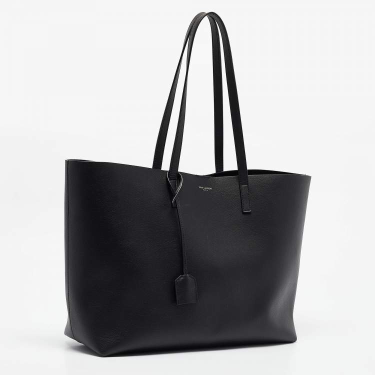 Pre Owned Saint Laurent Black Leather Large East West Shopper Tote