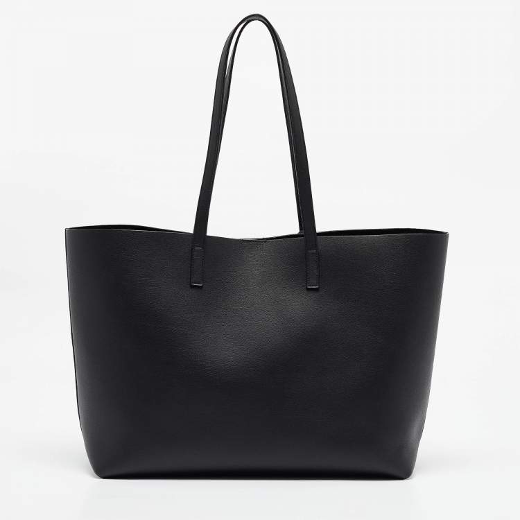 Pre Owned Saint Laurent Black Leather Large East West Shopper Tote