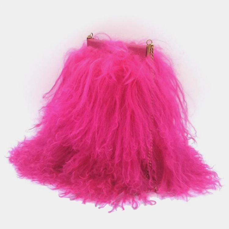 Pre Owned Saint Laurent shearling mini chain Crossbody bag