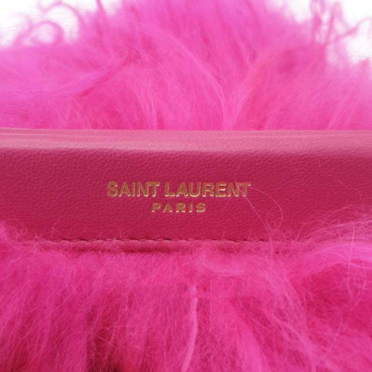 Pre Owned Saint Laurent shearling mini chain Crossbody bag