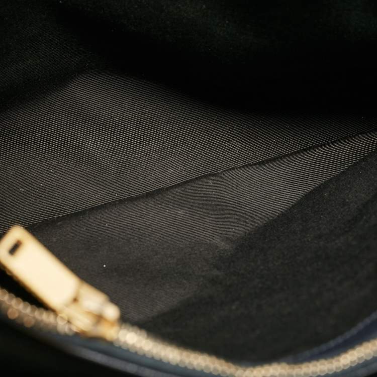 Pre Owned Saint Laurent Navy Blue Matelassé Leather Monogram Shopper Tote