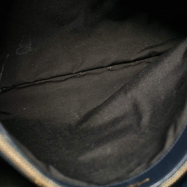 Pre Owned Saint Laurent Navy Blue Matelassé Leather Monogram Shopper Tote