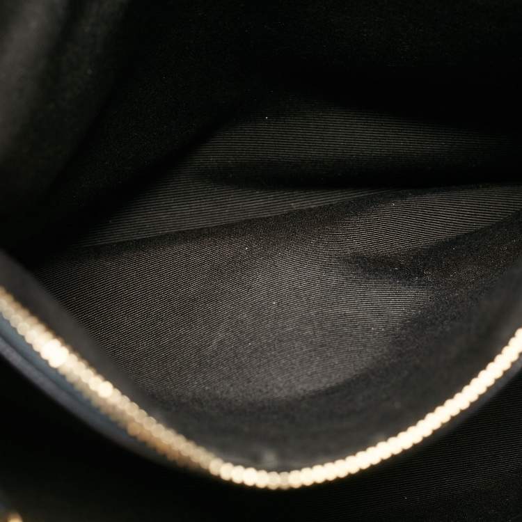 Pre Owned Saint Laurent Navy Blue Matelassé Leather Monogram Shopper Tote