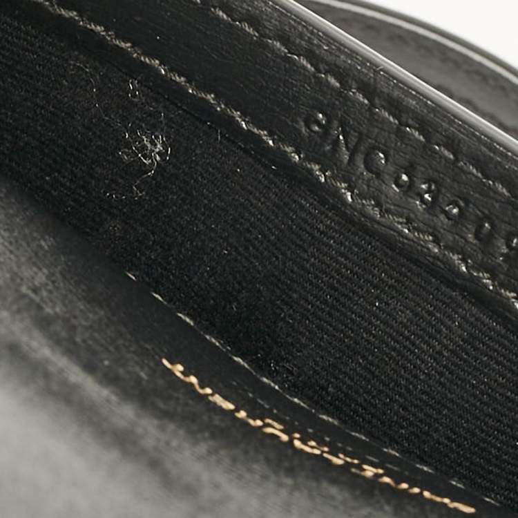 Pre Owned Saint Laurent Black Leather Cassandre Phone Holder Crossbody Bag