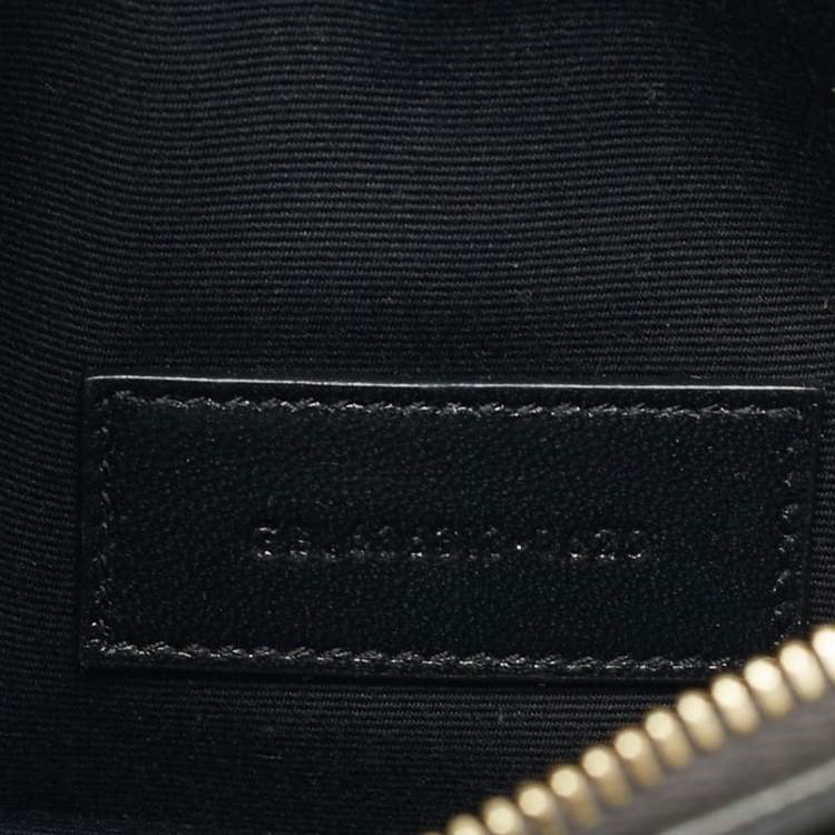 Pre Owned Saint Laurent Olive Green Matelassé Leather Large Cassandre Zip Pouch