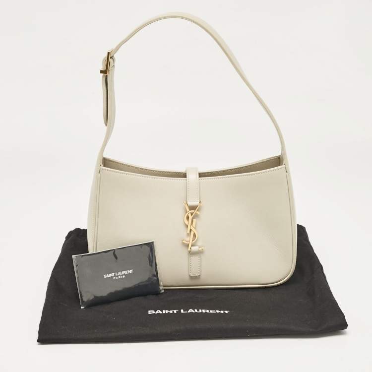 Pre Owned Saint Laurent Off White Leather LE 5 À 7 Shoulder Bag