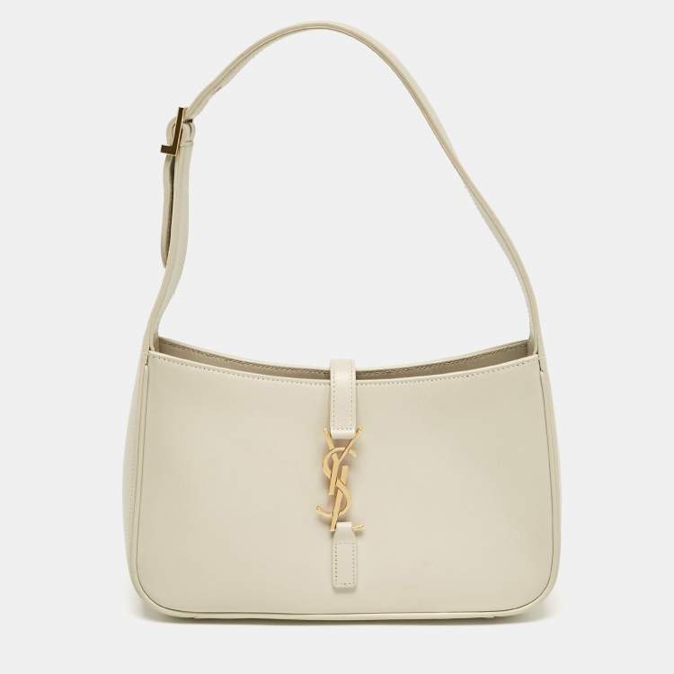 Pre Owned Saint Laurent Off White Leather LE 5 À 7 Shoulder Bag