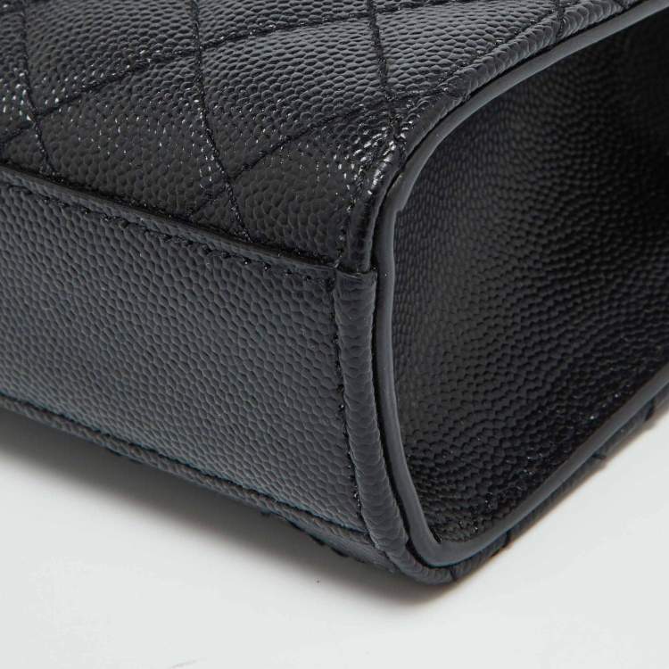 Pre Owned Saint Laurent Black Leather Small Envelope Flap Shoulder Bag