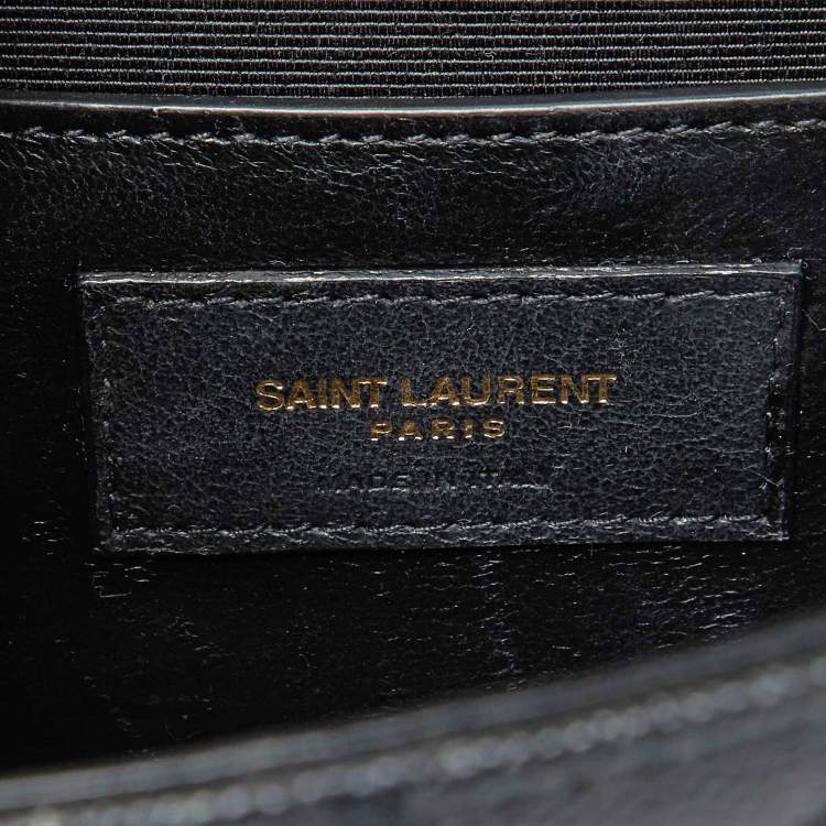 Pre Owned Saint Laurent Black Leather Small Envelope Flap Shoulder Bag