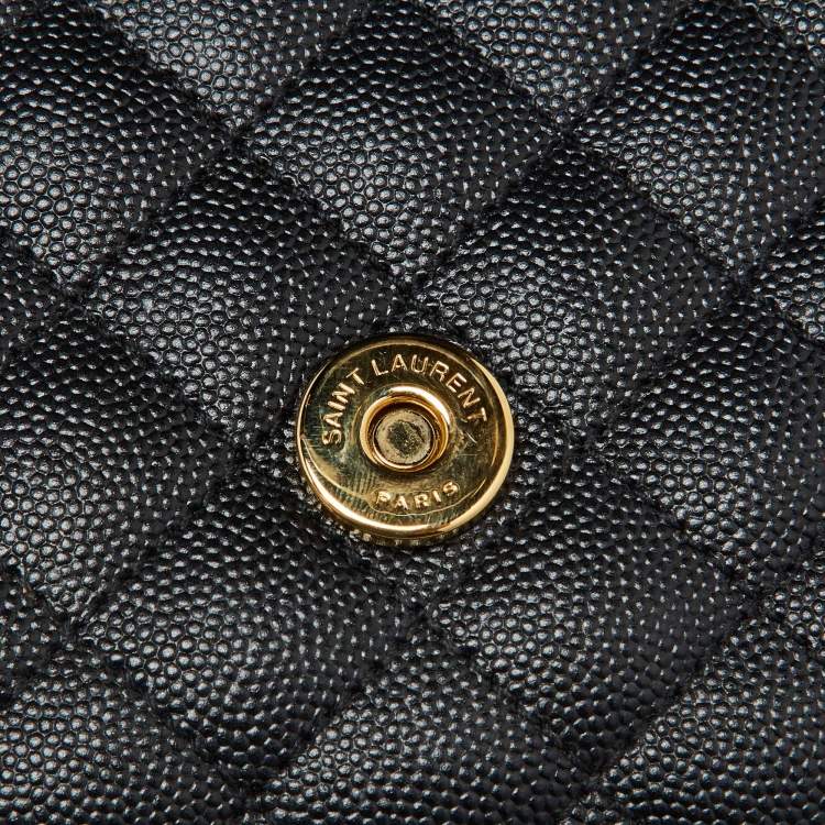 Pre Owned Saint Laurent Black Leather Small Envelope Flap Shoulder Bag