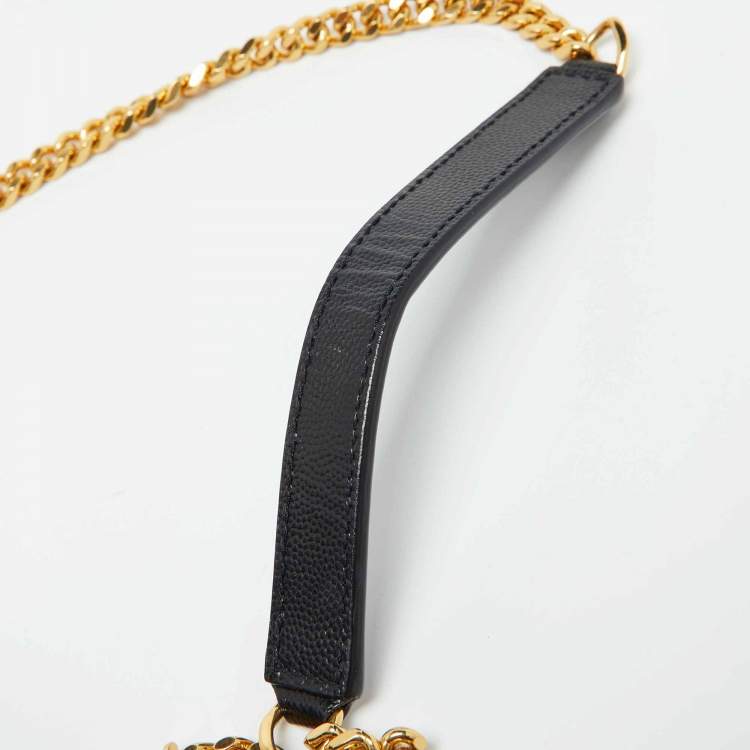Pre Owned Saint Laurent Black Leather Small Envelope Flap Shoulder Bag