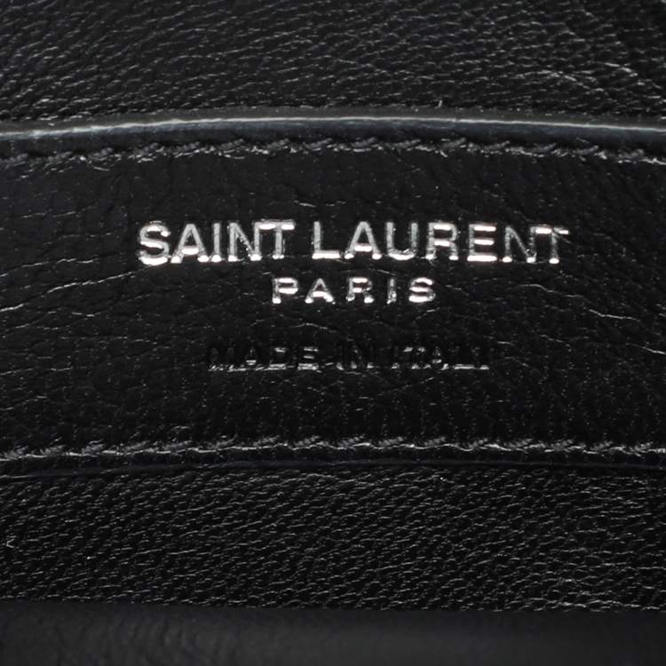 Pre Owned Saint Laurent Black Chevron Quilted Leather Medium College Top Handle Bag