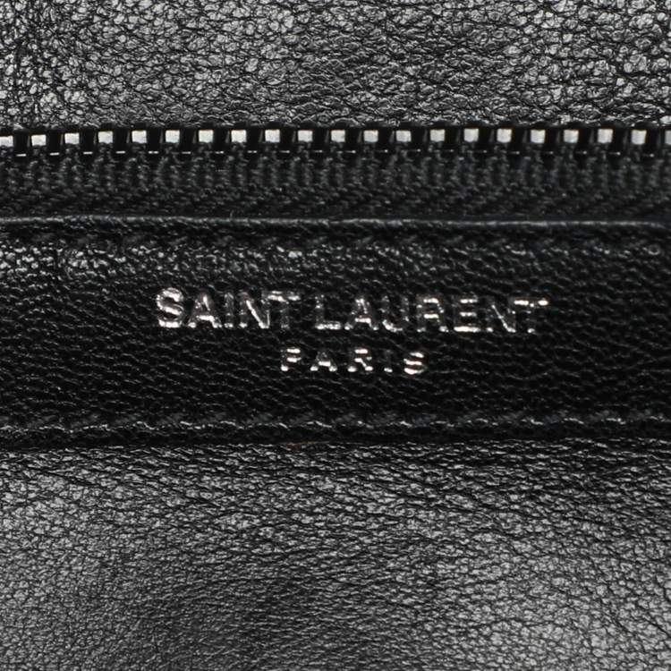 Pre Owned Saint Laurent Black Chevron Quilted Leather Medium College Top Handle Bag