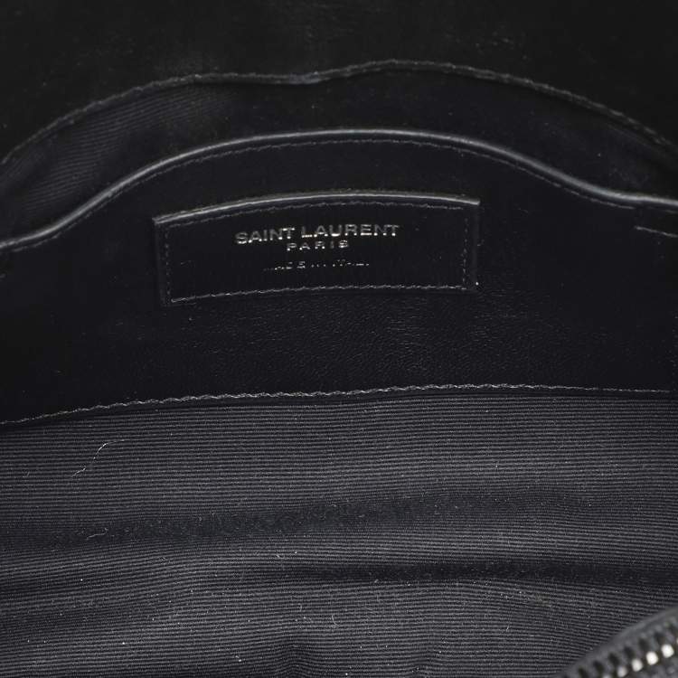 Pre Owned Saint Laurent Black Chevron Quilted Leather Medium College Top Handle Bag