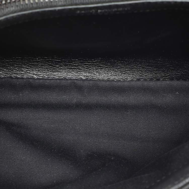 Pre Owned Saint Laurent Black Chevron Quilted Leather Medium College Top Handle Bag