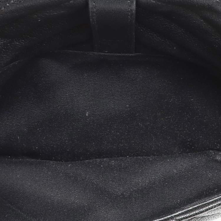 Pre Owned Saint Laurent Black Chevron Quilted Leather Medium College Top Handle Bag
