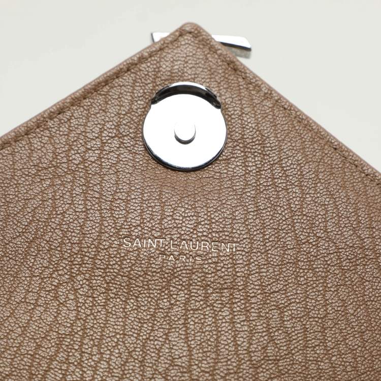 Pre Owned Saint Laurent Beige Matelassé Leather Large College Top Handle Bag