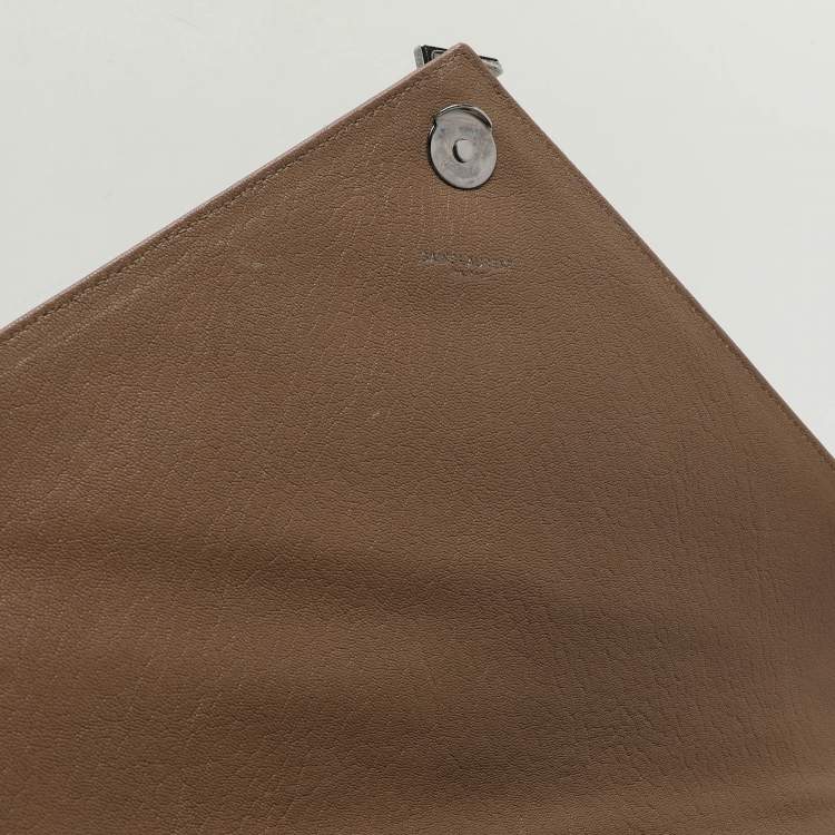 Pre Owned Saint Laurent Beige Matelassé Leather Large College Top Handle Bag