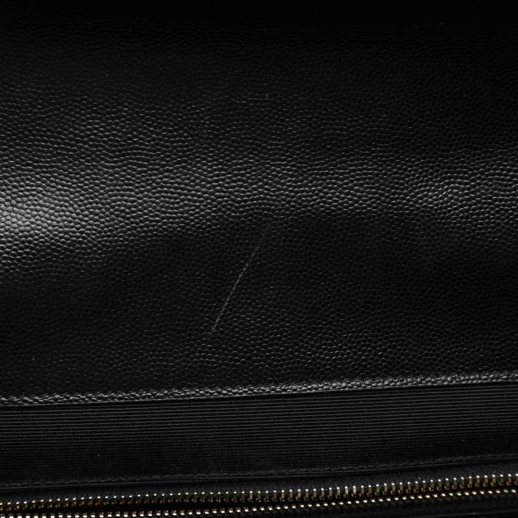 Pre Owned Saint Laurent Black Matelassé Leather Large Monogram Envelope Shoulder Bag