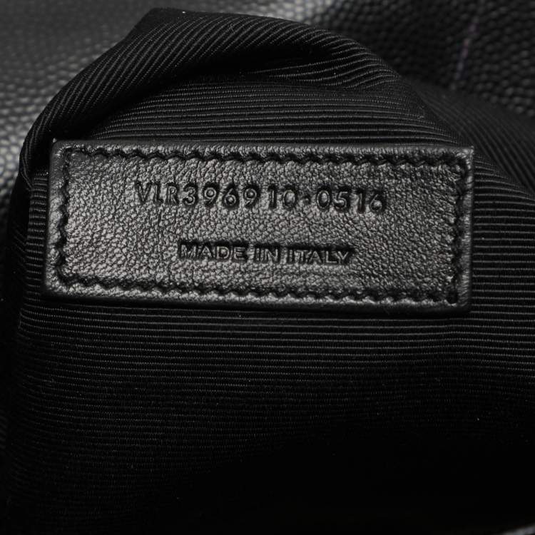 Pre Owned Saint Laurent Black Matelassé Leather Large Monogram Envelope Shoulder Bag
