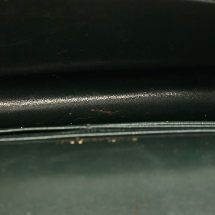 Pre Owned Saint Laurent Green Croc Embossed Leather Sunset Wallet on Chain