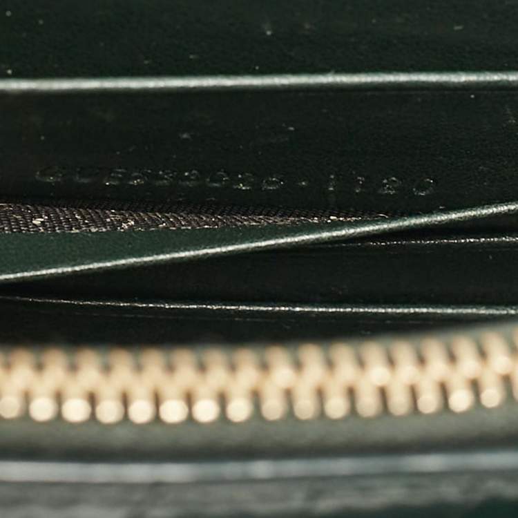 Pre Owned Saint Laurent Green Croc Embossed Leather Sunset Wallet on Chain