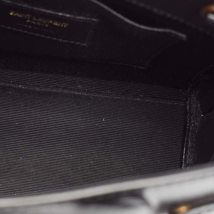مملوكة مسبقًا Saint Laurent Black/Beige Leather and Bamboo Woven Nano Sac De Jour Tote