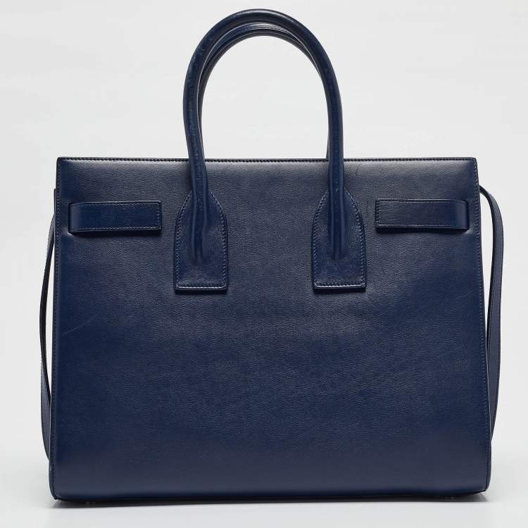 Pre Owned Saint Laurent Blue Leather Small Classic Sac De Jour Tote