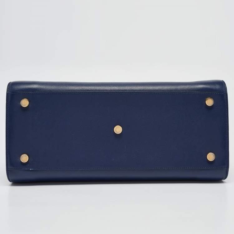 Pre Owned Saint Laurent Blue Leather Small Classic Sac De Jour Tote