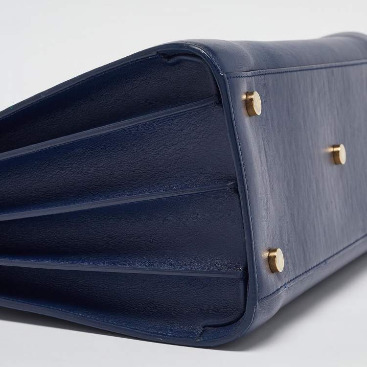 Pre Owned Saint Laurent Blue Leather Small Classic Sac De Jour Tote
