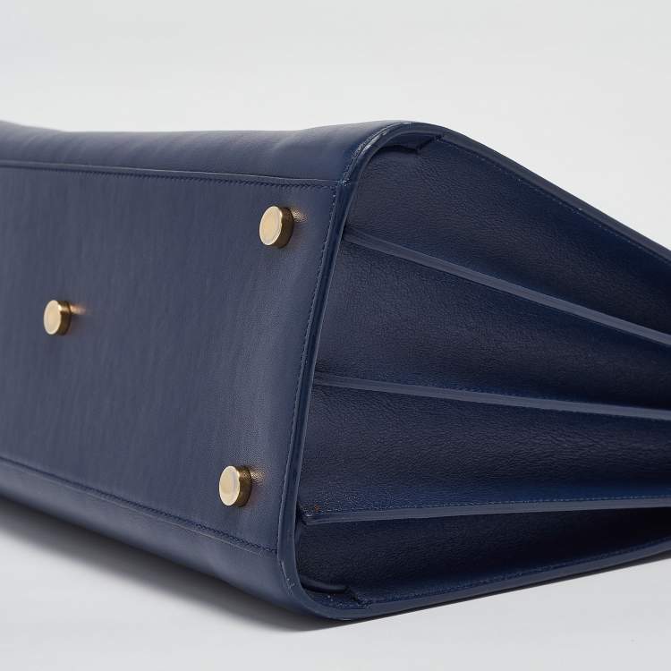 Pre Owned Saint Laurent Blue Leather Small Classic Sac De Jour Tote