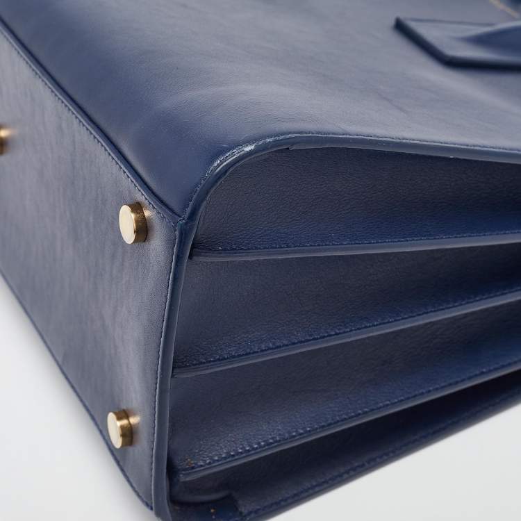 Pre Owned Saint Laurent Blue Leather Small Classic Sac De Jour Tote