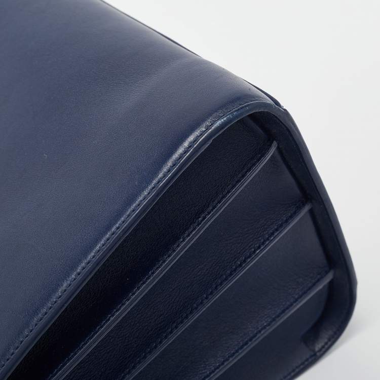 Pre Owned Saint Laurent Blue Leather Small Classic Sac De Jour Tote
