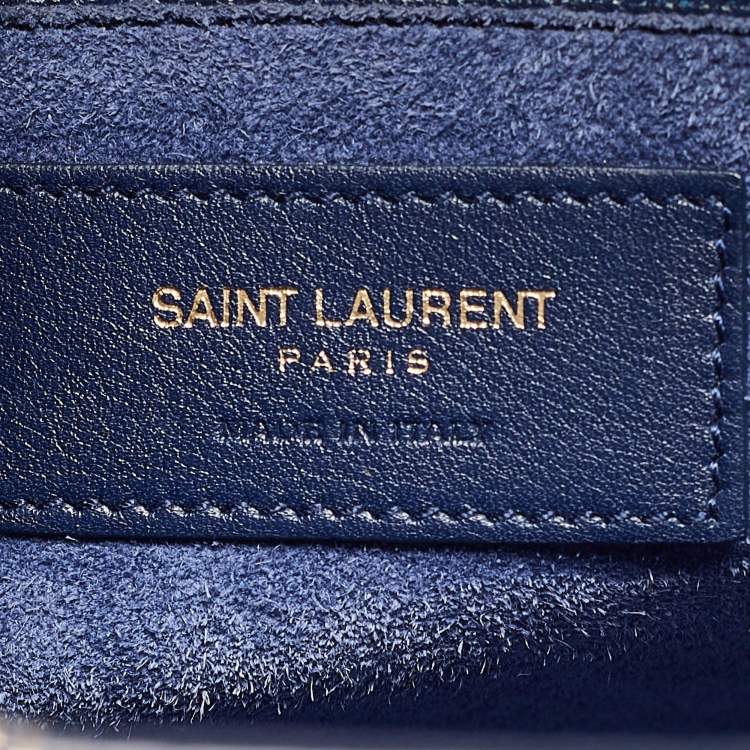 Pre Owned Saint Laurent Blue Leather Small Classic Sac De Jour Tote