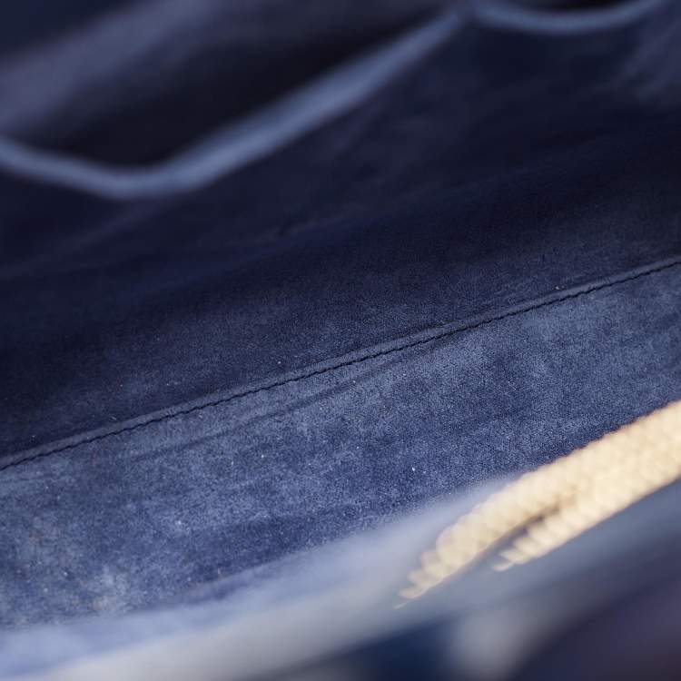 Pre Owned Saint Laurent Blue Leather Small Classic Sac De Jour Tote