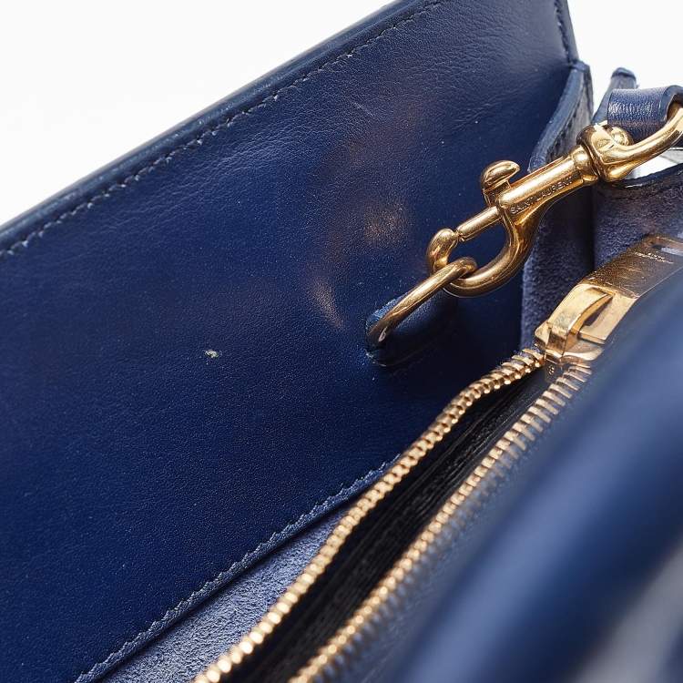 Pre Owned Saint Laurent Blue Leather Small Classic Sac De Jour Tote