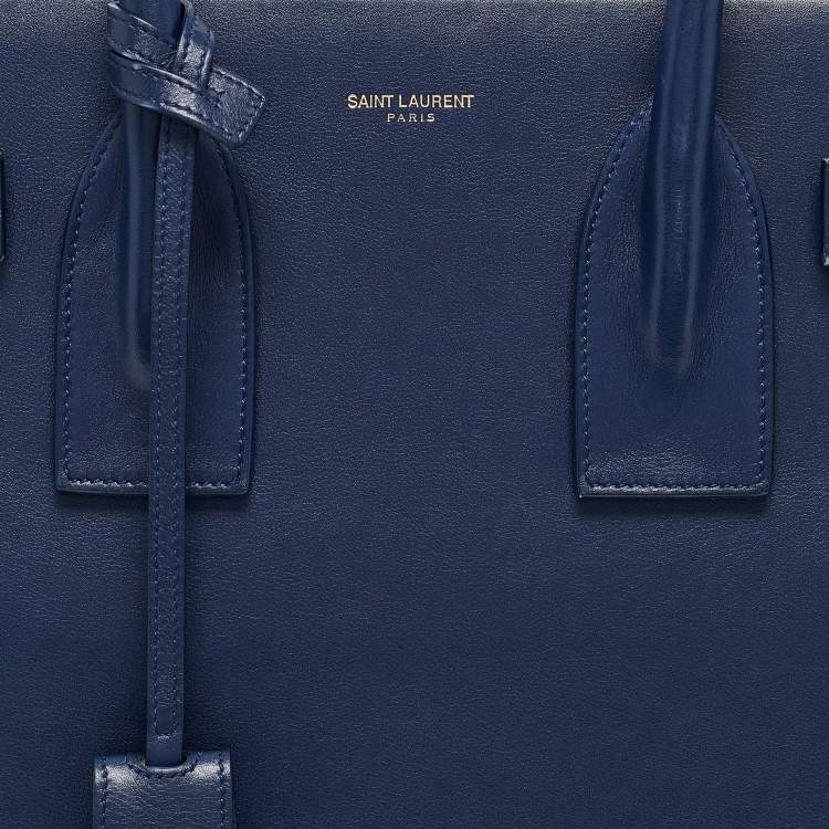 Pre Owned Saint Laurent Blue Leather Small Classic Sac De Jour Tote