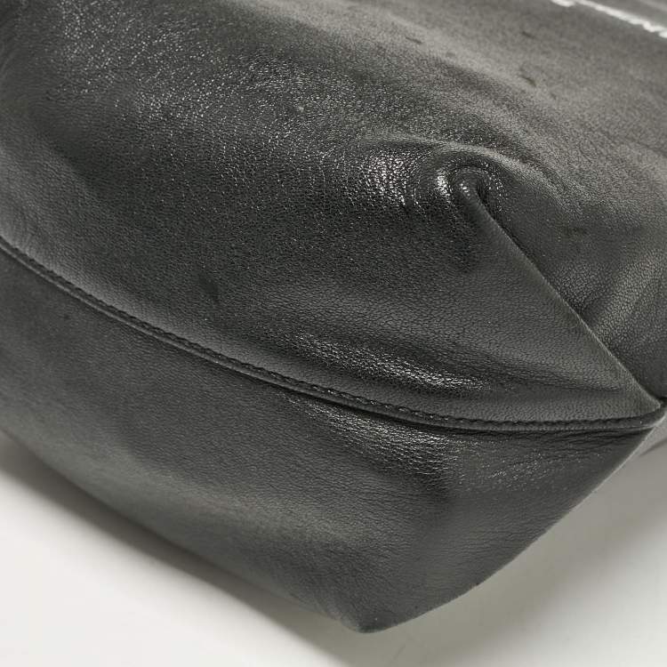 Pre Owned Saint Laurent Black Leather Teddy Drawstring Shoulder Bag
