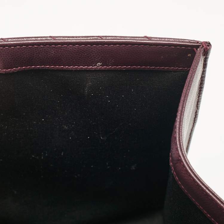 Pre Owned Saint Laurent Burgundy Chevron Leather Large Monogram Envelope Shoulder Bag