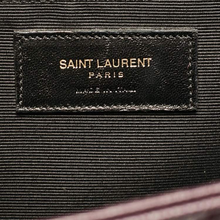 Pre Owned Saint Laurent Burgundy Chevron Leather Large Monogram Envelope Shoulder Bag