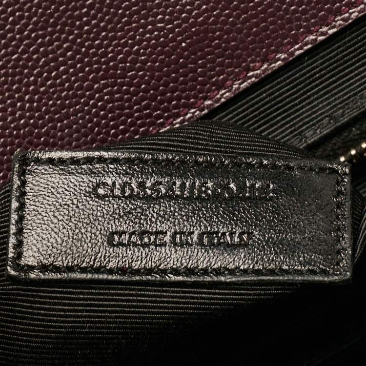 Pre Owned Saint Laurent Burgundy Chevron Leather Large Monogram Envelope Shoulder Bag
