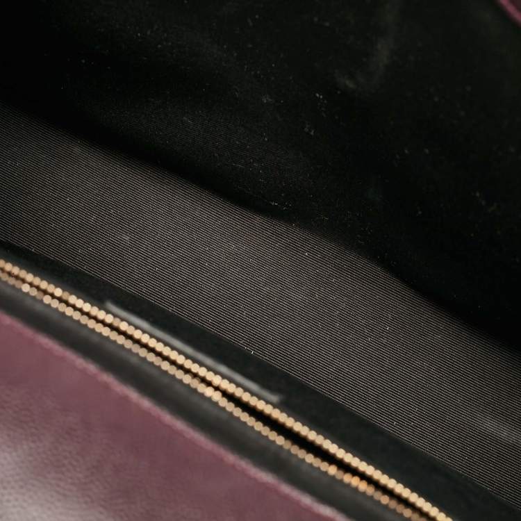 Pre Owned Saint Laurent Burgundy Chevron Leather Large Monogram Envelope Shoulder Bag