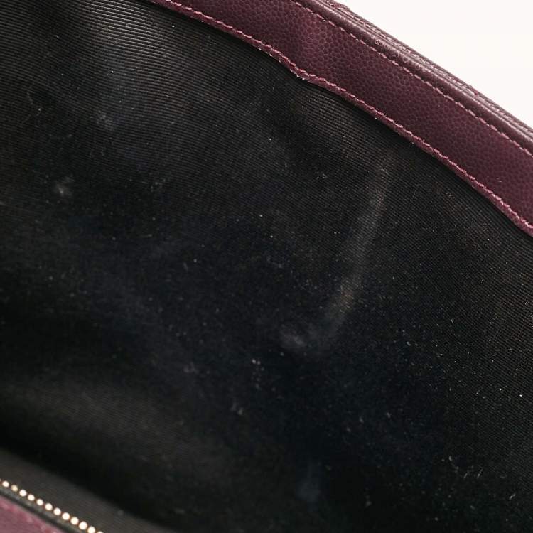 Pre Owned Saint Laurent Burgundy Chevron Leather Large Monogram Envelope Shoulder Bag