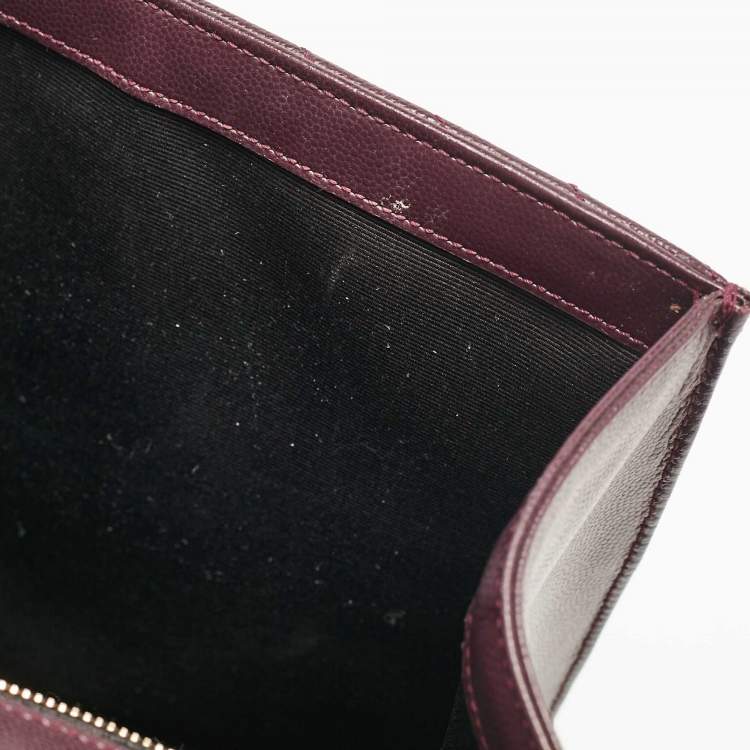 Pre Owned Saint Laurent Burgundy Chevron Leather Large Monogram Envelope Shoulder Bag
