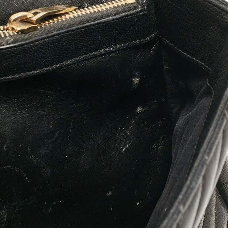 Pre Owned Saint Laurent Black Matelassé Leather Large College Top Handle Bag