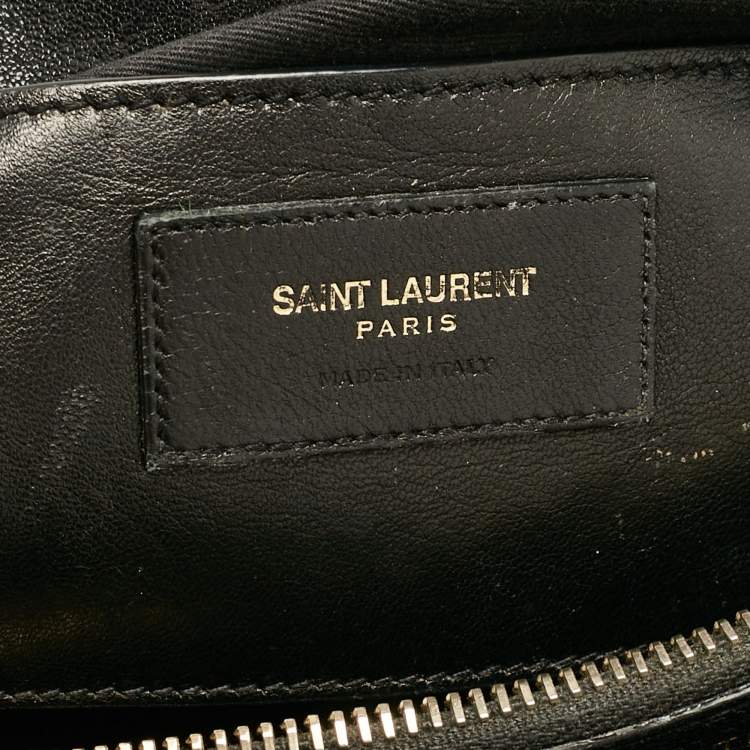 Pre Owned Saint Laurent Black Matelassé Leather Large College Top Handle Bag
