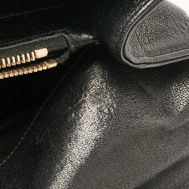 Pre Owned Saint Laurent Black Matelassé Leather Large College Top Handle Bag