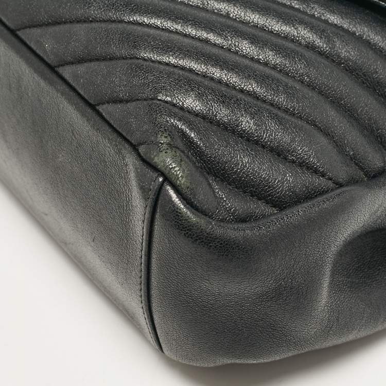 Pre Owned Saint Laurent Black Matelassé Leather Large College Top Handle Bag